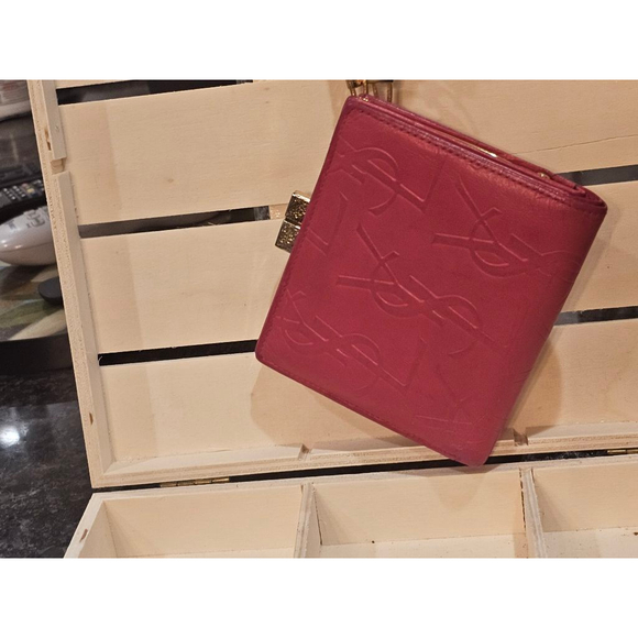 YSL Yves Saint Laurent Cassandra Lock Bi-Fold Wallet w/ Wristlet Strap Added - Picture 14 of 17